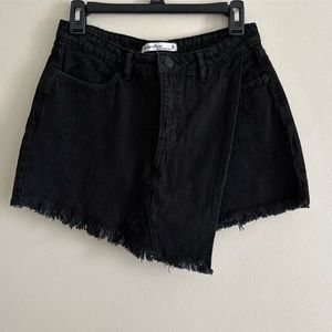 Highway Jeans Fringe Hem Black Junior Concert Skort